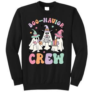 Behavior Analyst Halloween Aba Cute Ghost Boo Havior Crew Tall Sweatshirt