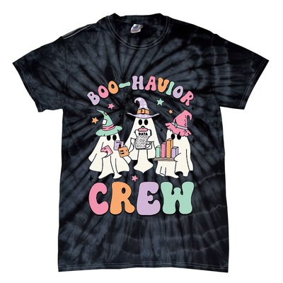 Behavior Analyst Halloween Aba Cute Ghost Boo Havior Crew Tie-Dye T-Shirt