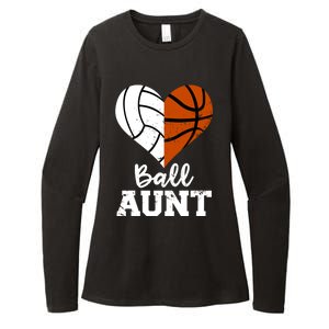 Ball Aunt Heart Funny Volleyball Basketball Aunt Funny Gift Womens CVC Long Sleeve Shirt