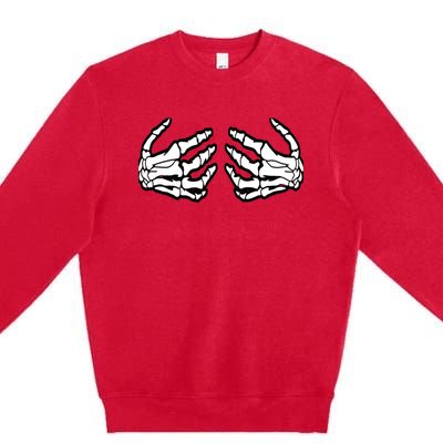 Best Adult Halloween Creepy Skeleton Hands - Funny Skeleton Premium Crewneck Sweatshirt