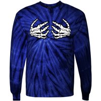 Best Adult Halloween Creepy Skeleton Hands - Funny Skeleton Tie-Dye Long Sleeve Shirt