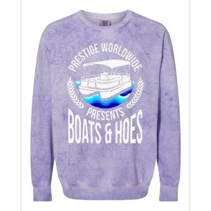 Boats And Hoes Funny Adult Humor Pontoon Party Gift Colorblast Crewneck Sweatshirt