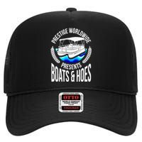 Boats And Hoes Funny Adult Humor Pontoon Party Gift High Crown Mesh Back Trucker Hat