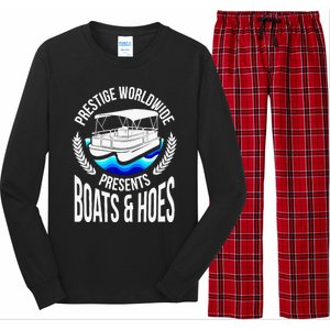 Boats And Hoes Funny Adult Humor Pontoon Party Gift Long Sleeve Pajama Set