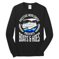 Boats And Hoes Funny Adult Humor Pontoon Party Gift Tall Long Sleeve T-Shirt