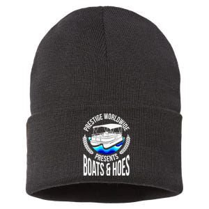 Boats And Hoes Funny Adult Humor Pontoon Party Gift Sustainable Knit Beanie