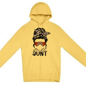 Ball Aunt Heart Messy Bun Football Basketball Aunt Gift Premium Pullover Hoodie