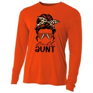 Ball Aunt Heart Messy Bun Football Basketball Aunt Gift Cooling Performance Long Sleeve Crew