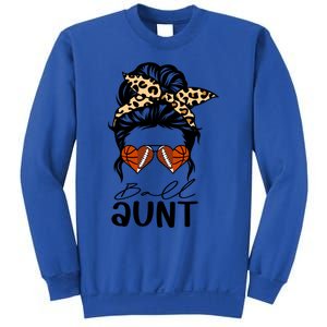 Ball Aunt Heart Messy Bun Football Basketball Aunt Gift Sweatshirt