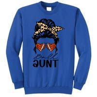 Ball Aunt Heart Messy Bun Football Basketball Aunt Gift Tall Sweatshirt