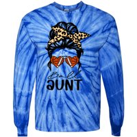 Ball Aunt Heart Messy Bun Football Basketball Aunt Gift Tie-Dye Long Sleeve Shirt