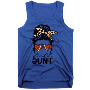 Ball Aunt Heart Messy Bun Football Basketball Aunt Gift Tank Top