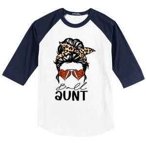 Ball Aunt Heart Messy Bun Football Basketball Aunt Gift Baseball Sleeve Shirt