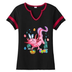 Bunny Axolotl Hunting Easter Eggs Basket Ladies Halftime Notch Neck Tee