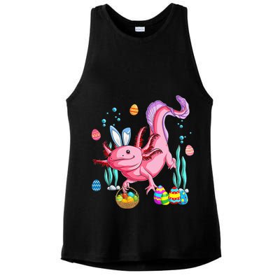 Bunny Axolotl Hunting Easter Eggs Basket Ladies PosiCharge Tri-Blend Wicking Tank