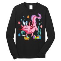 Bunny Axolotl Hunting Easter Eggs Basket Long Sleeve Shirt