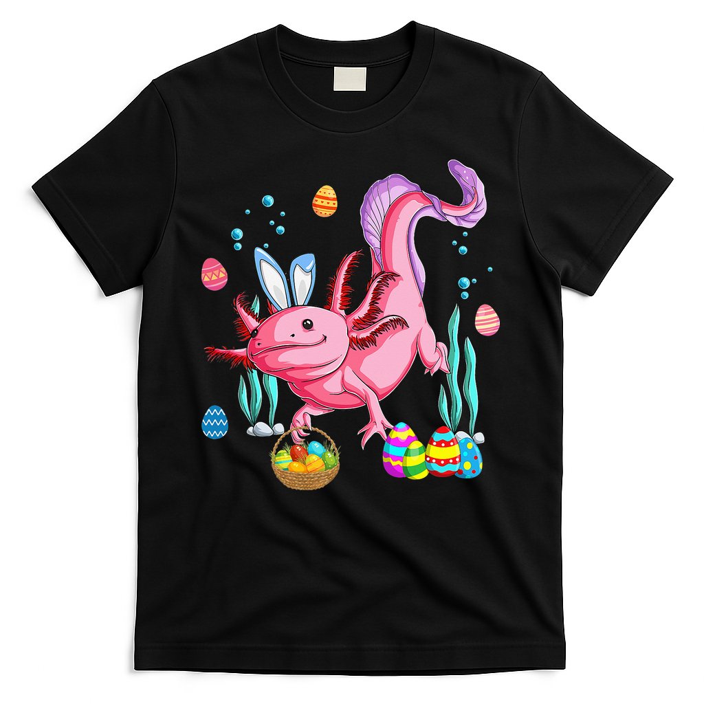 Bunny Axolotl Hunting Easter Eggs Basket T-Shirt