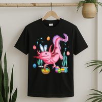 Bunny Axolotl Hunting Easter Eggs Basket T-Shirt