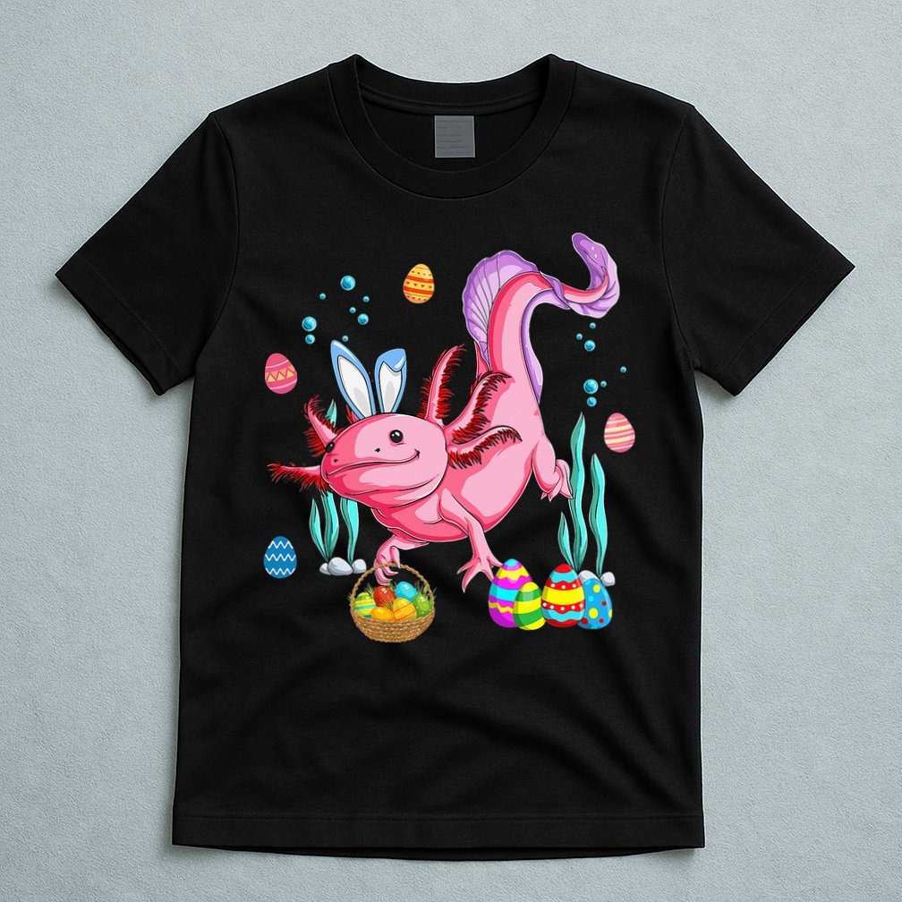 Bunny Axolotl Hunting Easter Eggs Basket T-Shirt