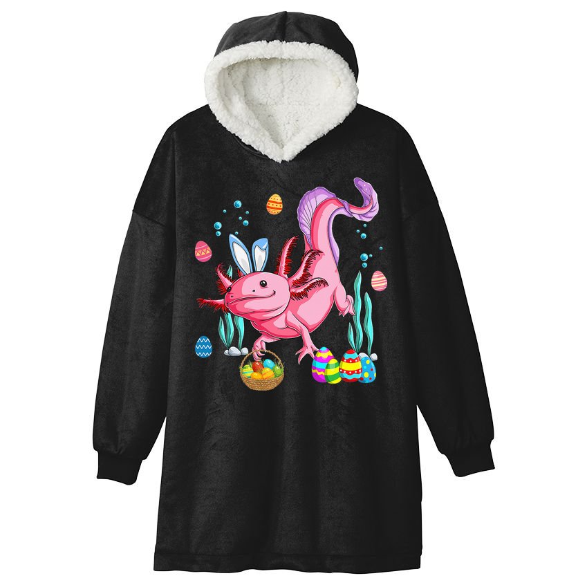 Bunny Axolotl Hunting Easter Eggs Basket Hooded Wearable Blanket