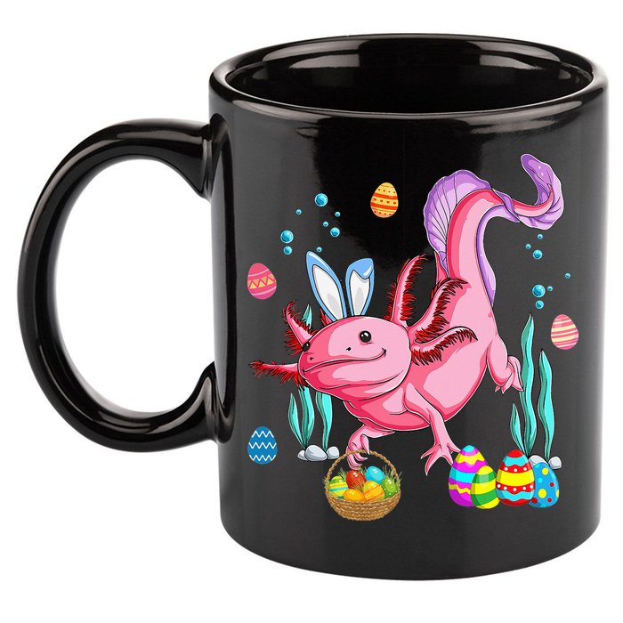 Bunny Axolotl Hunting Easter Eggs Basket 11oz C Handle Ceramic Mug