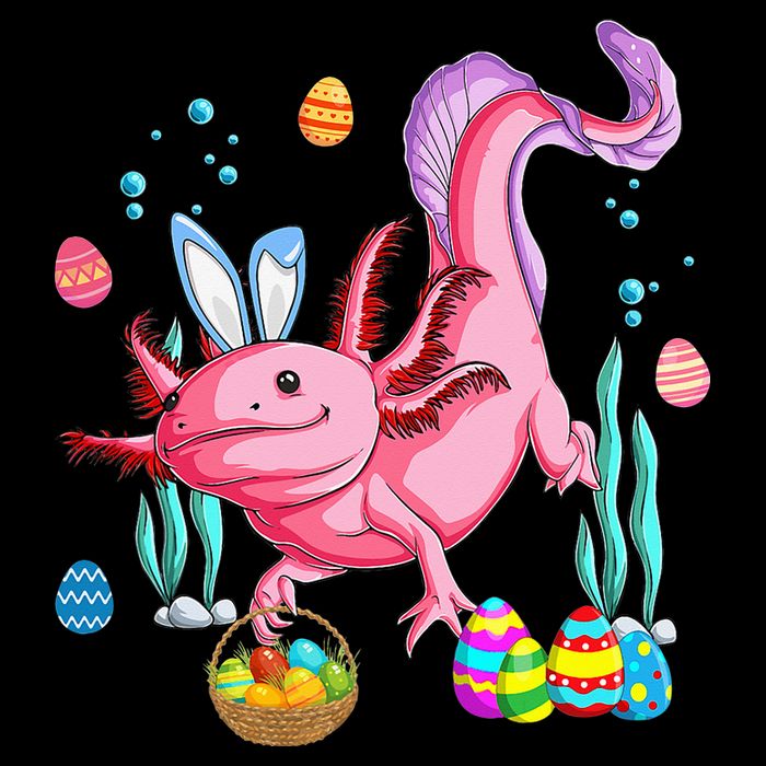 Bunny Axolotl Hunting Easter Eggs Basket Drawstring Bag