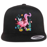 Bunny Axolotl Hunting Easter Eggs Basket Flat Bill Trucker Hat