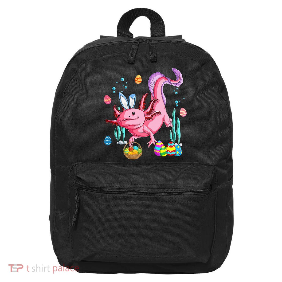 Bunny Axolotl Hunting Easter Eggs Basket 16 in Basic Backpack