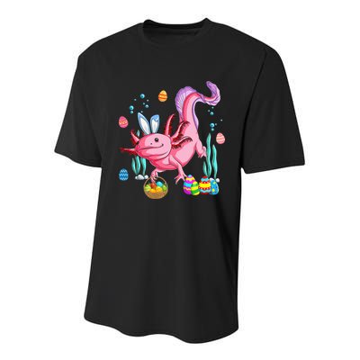 Bunny Axolotl Hunting Easter Eggs Basket Youth Performance Sprint T-Shirt