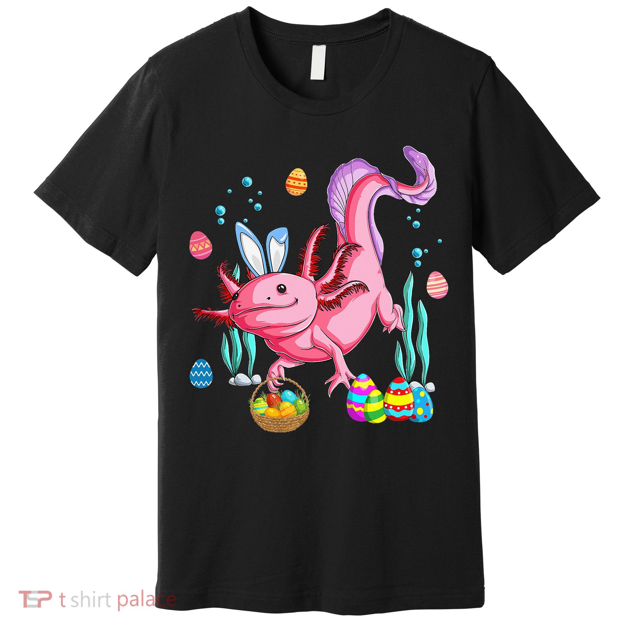 Bunny Axolotl Hunting Easter Eggs Basket Premium T-Shirt