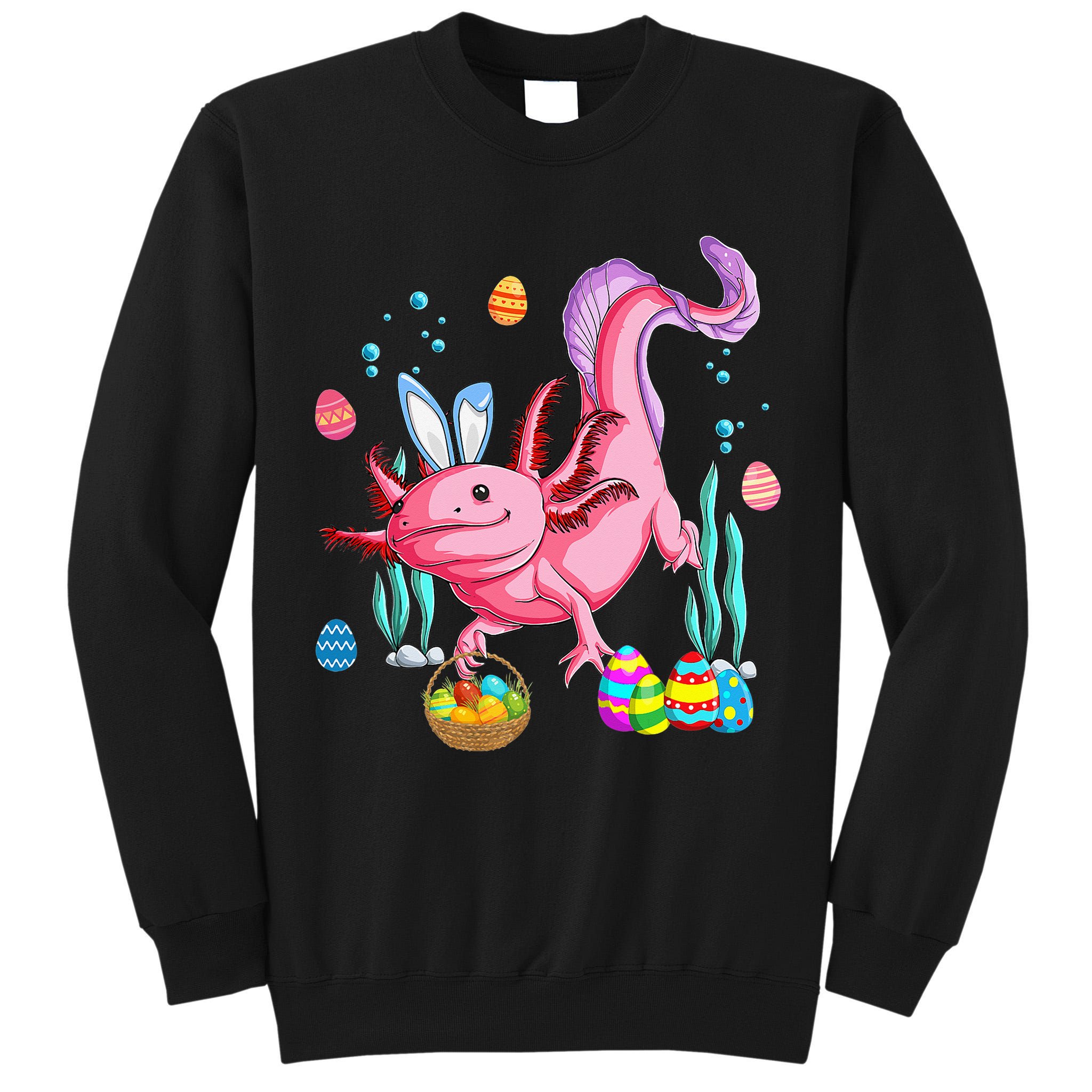 Bunny Axolotl Hunting Easter Eggs Basket Tall Sweatshirt