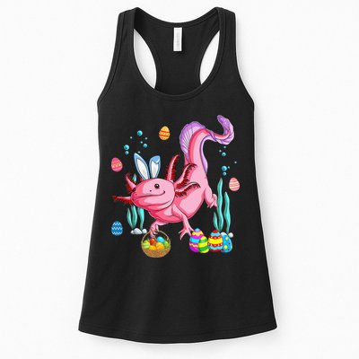 Bunny Axolotl Hunting Easter Eggs Basket Womens Tank Top