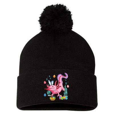 Bunny Axolotl Hunting Easter Eggs Basket Pom Pom 12in Knit Beanie