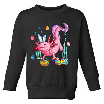 Bunny Axolotl Hunting Easter Eggs Basket Toddler Sweatshirt