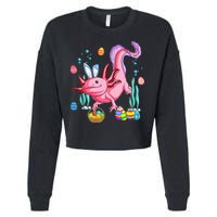 Bunny Axolotl Hunting Easter Eggs Basket Cropped Pullover Crew