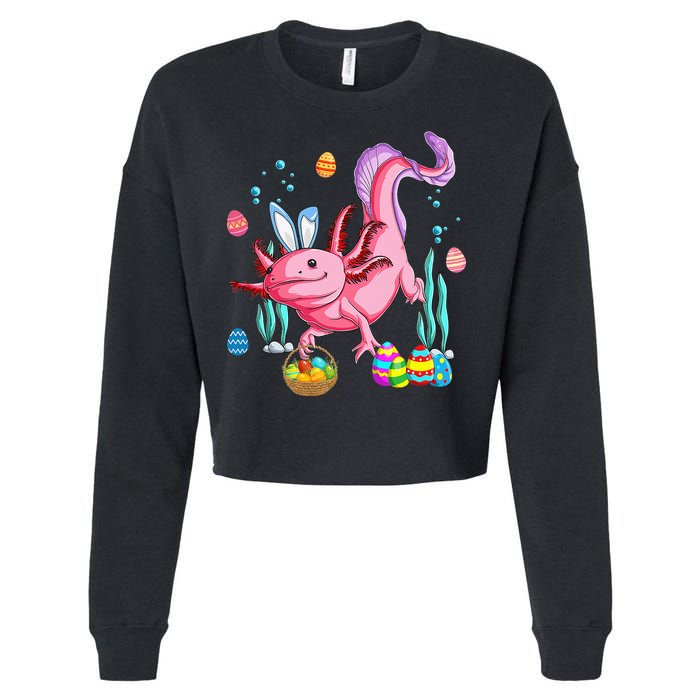Bunny Axolotl Hunting Easter Eggs Basket Cropped Pullover Crew