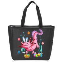 Bunny Axolotl Hunting Easter Eggs Basket Zip Tote Bag