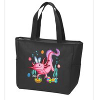 Bunny Axolotl Hunting Easter Eggs Basket Zip Tote Bag
