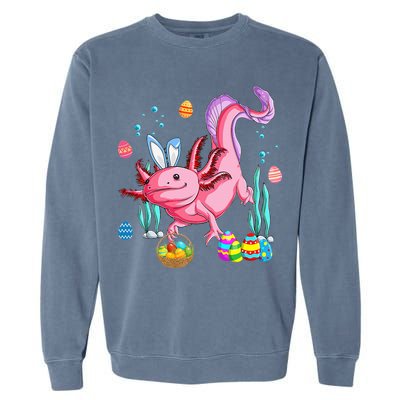 Bunny Axolotl Hunting Easter Eggs Basket Garment-Dyed Sweatshirt