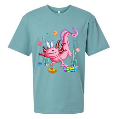 Bunny Axolotl Hunting Easter Eggs Basket Sueded Cloud Jersey T-Shirt