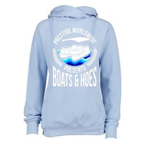 Boats And Hoes Funny Adult Humor Pontoon Party Gift Funny Gift Womens Funnel Neck Pullover Hood