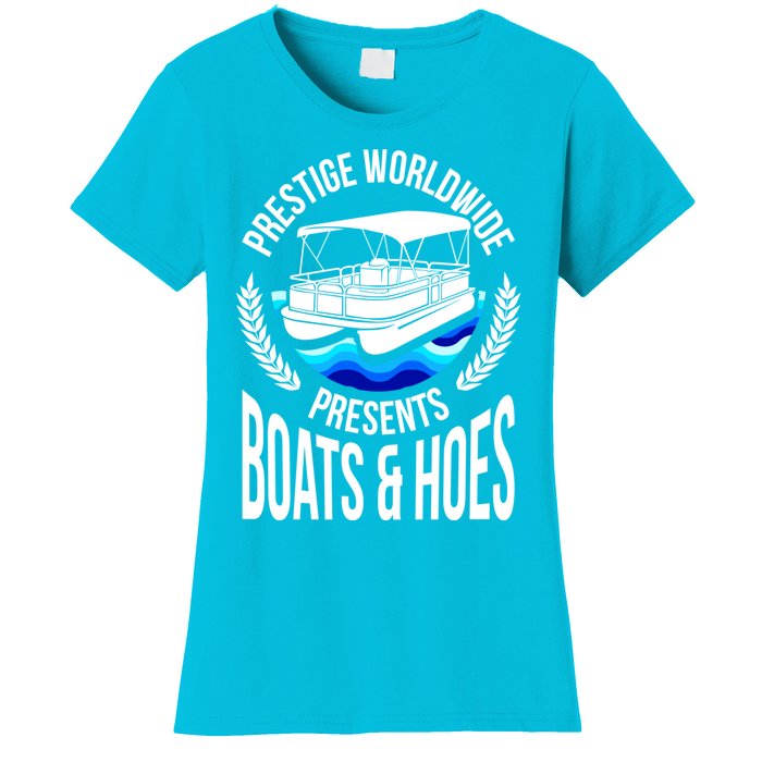 Boats And Hoes Funny Adult Humor Pontoon Party Gift Funny Gift Women's T-Shirt