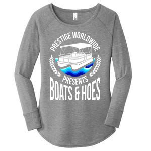 Boats And Hoes Funny Adult Humor Pontoon Party Gift Funny Gift Women's Perfect Tri Tunic Long Sleeve Shirt