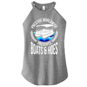 Boats And Hoes Funny Adult Humor Pontoon Party Gift Funny Gift Women's Perfect Tri Rocker Tank