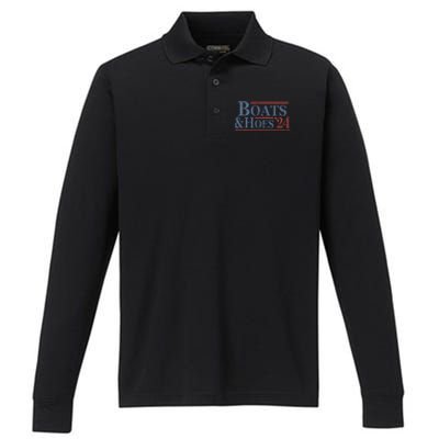 Boats And Hoes 2024 Election Funny Gifts Performance Long Sleeve Polo