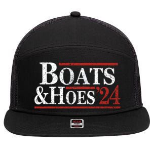 Boats And Hoes 2024 Funny Summer Beach Vacation 7 Panel Mesh Trucker Snapback Hat