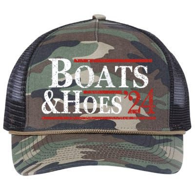 Boats And Hoes 2024 Funny Summer Beach Vacation Retro Rope Trucker Hat Cap