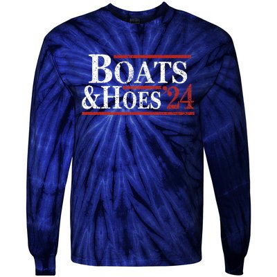 Boats And Hoes 2024 Funny Summer Beach Vacation Tie-Dye Long Sleeve Shirt