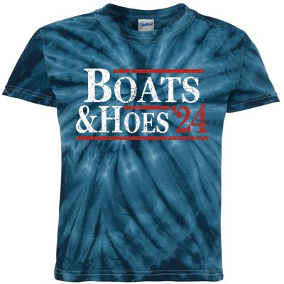 Boats And Hoes 2024 Funny Summer Beach Vacation Kids Tie-Dye T-Shirt