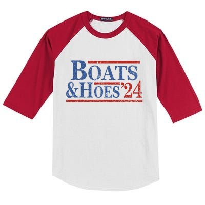 Boats And Hoes 2024 Funny Summer Beach Vacation Kids Colorblock Raglan Jersey